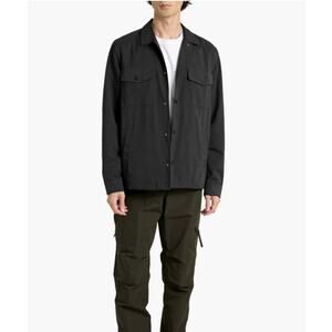Paige Delman Canvas Overshirt Snap Jacket Flap Pockets Black Mens Size XL
